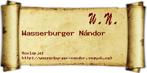 Wasserburger Nándor névjegykártya