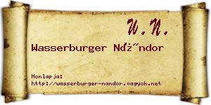 Wasserburger Nándor névjegykártya